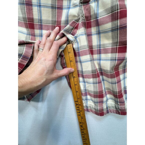 Abercrombie & Fitch Mens Plaid Khaki Shorts Sze 30 Red With Adjustable Waist Tie - Picture 11 of 15